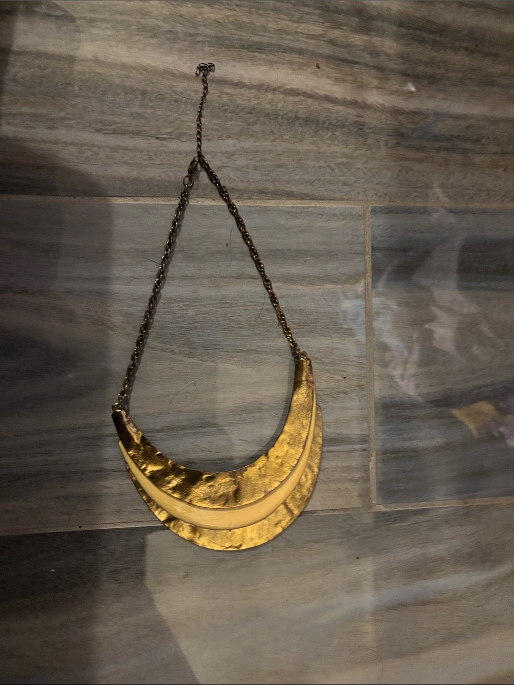 Layered Crescent Statement Necklace in Gold